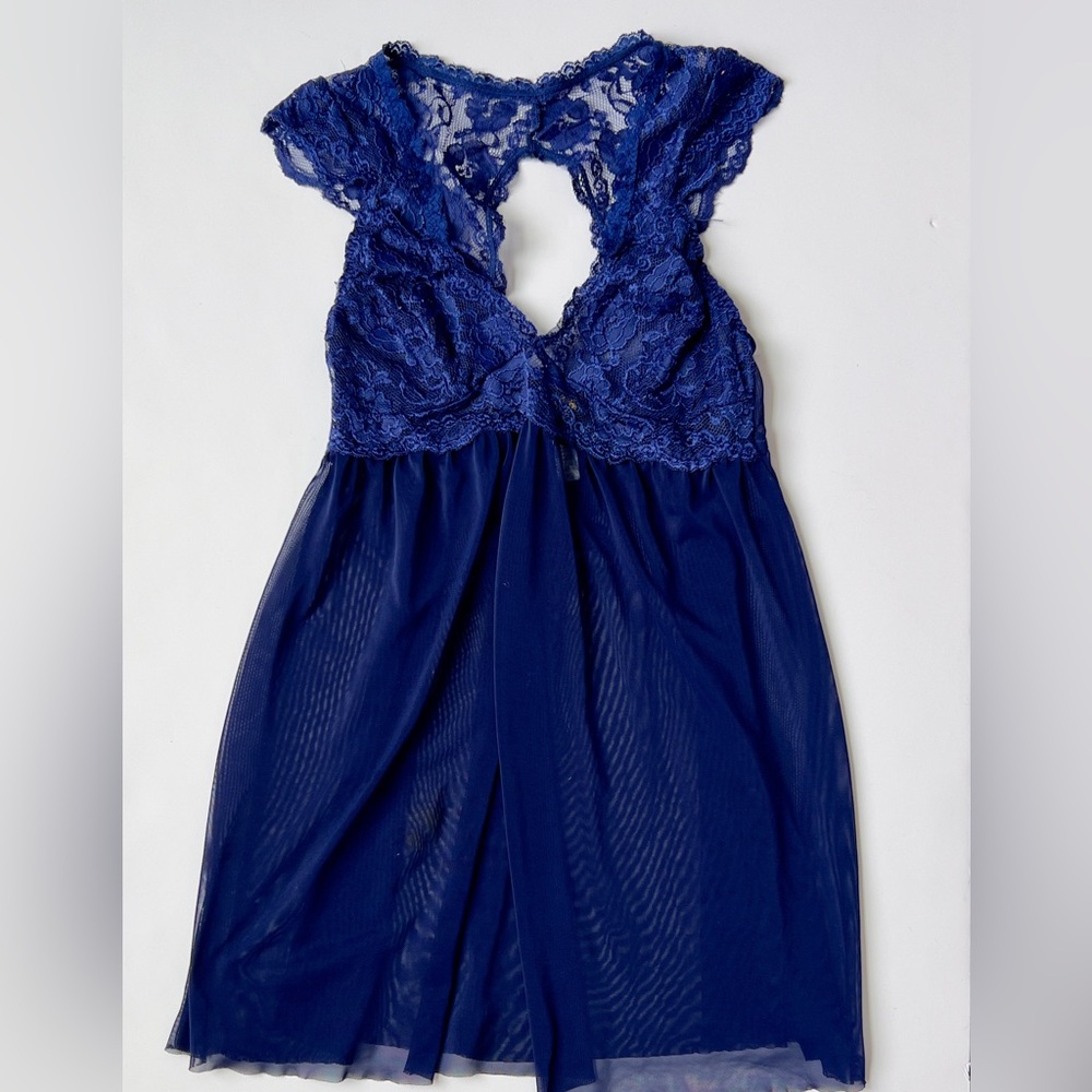 Just sexy lingerie Blue Lace Nightgown